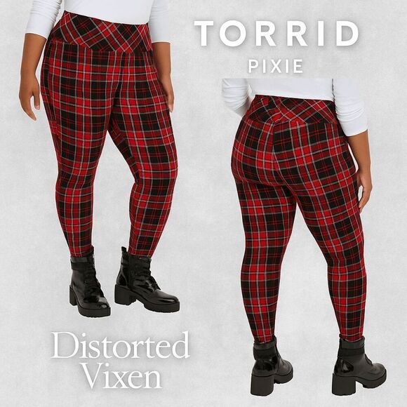Torrid Pixie Red Plaid Pants – Size 1R – Grunge Punk Stretch Fit - Picture 1 of 6